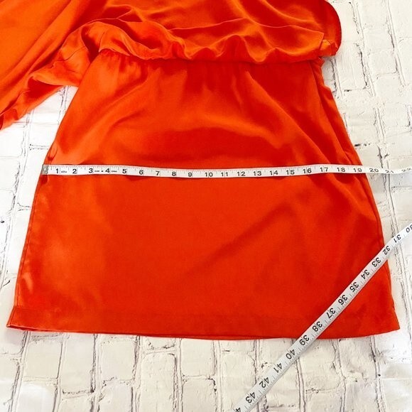 Elizabeth and James Orange Helma One Shoulder Flutter Short Silk Dress 8 - Picture 8 of 16